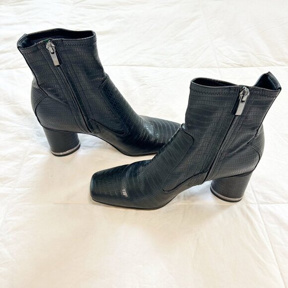 Franco Sarto Pisa Black Square Toe Block Heel Booties Size 8 - Picture 8 of 9